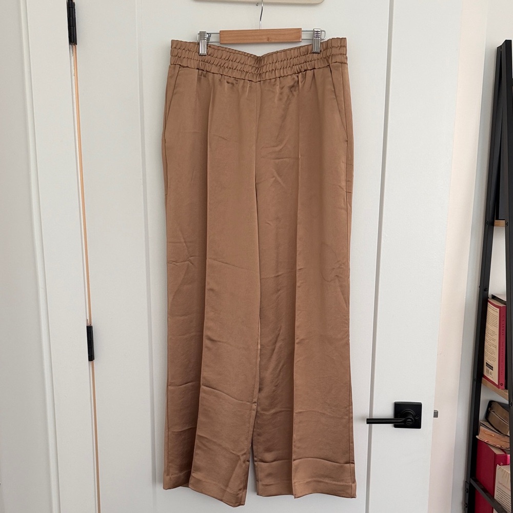 Express Women's Gold Satin Wide-Leg Pants